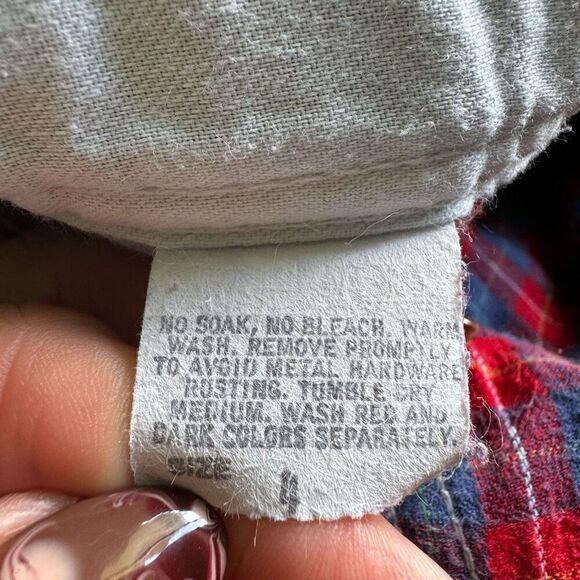 VTG Union Made OshKosh B’Gosh Plaid Flannel Lined Denim Overalls Size 4 - Picture 8 of 12